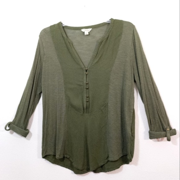 Lucky Brand Tops - Lucky Brand army green tab sleeve tunic top shirt M